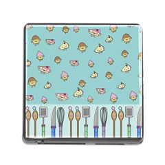 Kawaii Kitchen Border Memory Card Reader (square) by Nexatart