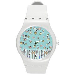 Kawaii Kitchen Border Round Plastic Sport Watch (M)