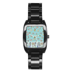 Kawaii Kitchen Border Stainless Steel Barrel Watch by Nexatart