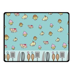 Kawaii Kitchen Border Double Sided Fleece Blanket (small)  by Nexatart