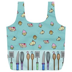 Kawaii Kitchen Border Full Print Recycle Bags (l)  by Nexatart