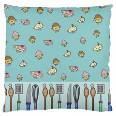 Kawaii Kitchen Border Large Flano Cushion Case (One Side)