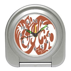 Sign Red Polka Travel Alarm Clocks by Mariart