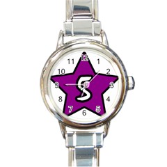 Star Five Purple White Round Italian Charm Watch by Mariart