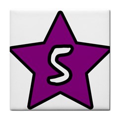 Star Five Purple White Tile Coasters