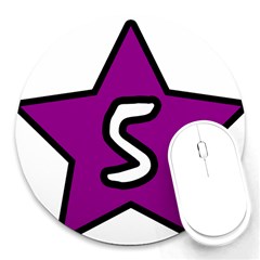 Star Five Purple White Round Mousepads