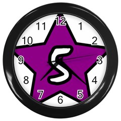 Star Five Purple White Wall Clocks (Black)