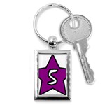 Star Five Purple White Key Chains (Rectangle)  Front