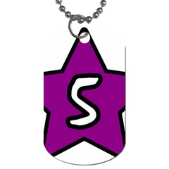 Star Five Purple White Dog Tag (One Side)