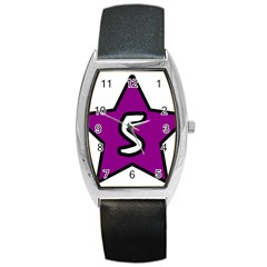 Star Five Purple White Barrel Style Metal Watch by Mariart