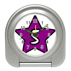 Star Five Purple White Travel Alarm Clocks by Mariart