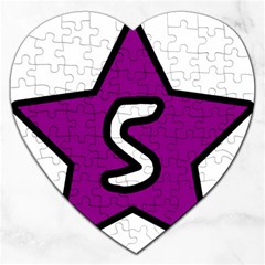 Star Five Purple White Jigsaw Puzzle (Heart)