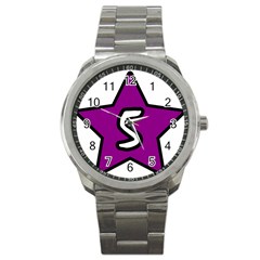 Star Five Purple White Sport Metal Watch by Mariart