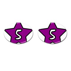 Star Five Purple White Cufflinks (Oval)