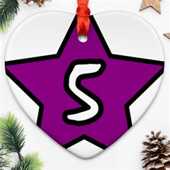 Star Five Purple White Heart Ornament (Two Sides)