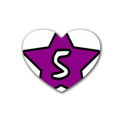 Star Five Purple White Rubber Coaster (Heart) 