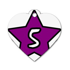 Star Five Purple White Dog Tag Heart (Two Sides)