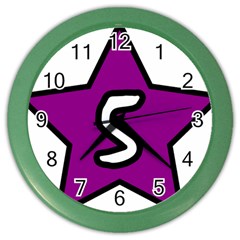 Star Five Purple White Color Wall Clocks