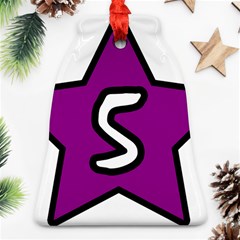 Star Five Purple White Bell Ornament (Two Sides)