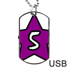 Star Five Purple White Dog Tag Usb Flash (one Side) by Mariart