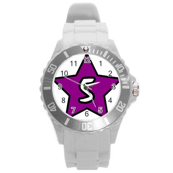 Star Five Purple White Round Plastic Sport Watch (L)