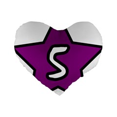 Star Five Purple White Standard 16  Premium Heart Shape Cushions by Mariart