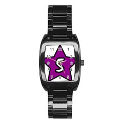 Star Five Purple White Stainless Steel Barrel Watch