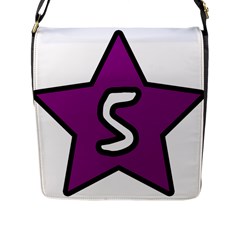 Star Five Purple White Flap Messenger Bag (l)  by Mariart