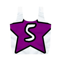 Star Five Purple White Full Print Recycle Bags (m)  by Mariart