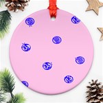 Star Space Balloon Moon Blue Pink Circle Round Polkadot Ornament (Round) Front