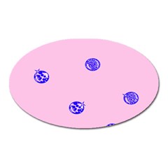 Star Space Balloon Moon Blue Pink Circle Round Polkadot Oval Magnet by Mariart