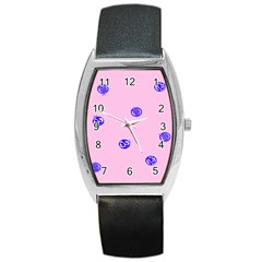 Star Space Balloon Moon Blue Pink Circle Round Polkadot Barrel Style Metal Watch by Mariart