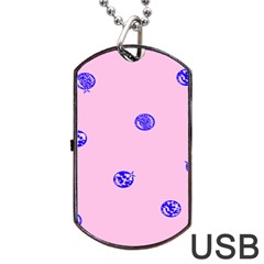 Star Space Balloon Moon Blue Pink Circle Round Polkadot Dog Tag Usb Flash (one Side) by Mariart