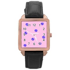 Star Space Balloon Moon Blue Pink Circle Round Polkadot Rose Gold Leather Watch  by Mariart