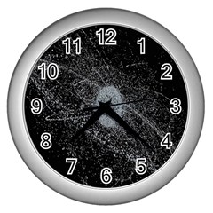 Space X Circle Line Black Wall Clocks (silver)  by Mariart