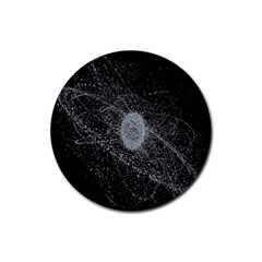 Space X Circle Line Black Rubber Coaster (round)  by Mariart