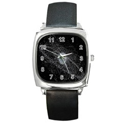 Space X Circle Line Black Square Metal Watch by Mariart