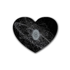 Space X Circle Line Black Rubber Coaster (heart)  by Mariart