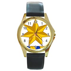 Star Yellow Blue Round Gold Metal Watch