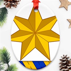 Star Yellow Blue Oval Ornament (two Sides) by Mariart