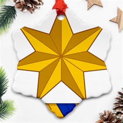 Star Yellow Blue Snowflake Ornament (two Sides) by Mariart