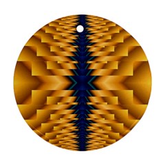 Plaid Blue Gold Wave Chevron Ornament (round) by Mariart