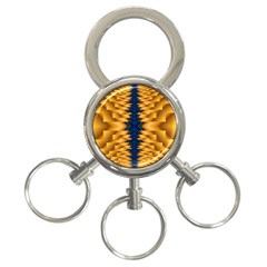 Plaid Blue Gold Wave Chevron 3-ring Key Chains by Mariart