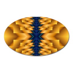 Plaid Blue Gold Wave Chevron Oval Magnet by Mariart