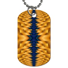 Plaid Blue Gold Wave Chevron Dog Tag (one Side)