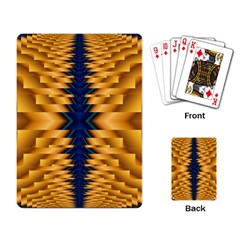 Plaid Blue Gold Wave Chevron Playing Card by Mariart