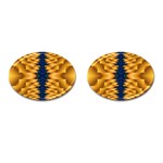 Plaid Blue Gold Wave Chevron Cufflinks (Oval) Front(Pair)