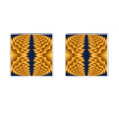 Plaid Blue Gold Wave Chevron Cufflinks (square) by Mariart