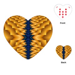 Plaid Blue Gold Wave Chevron Playing Cards (heart)  by Mariart