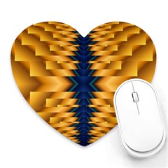 Plaid Blue Gold Wave Chevron Heart Mousepads by Mariart